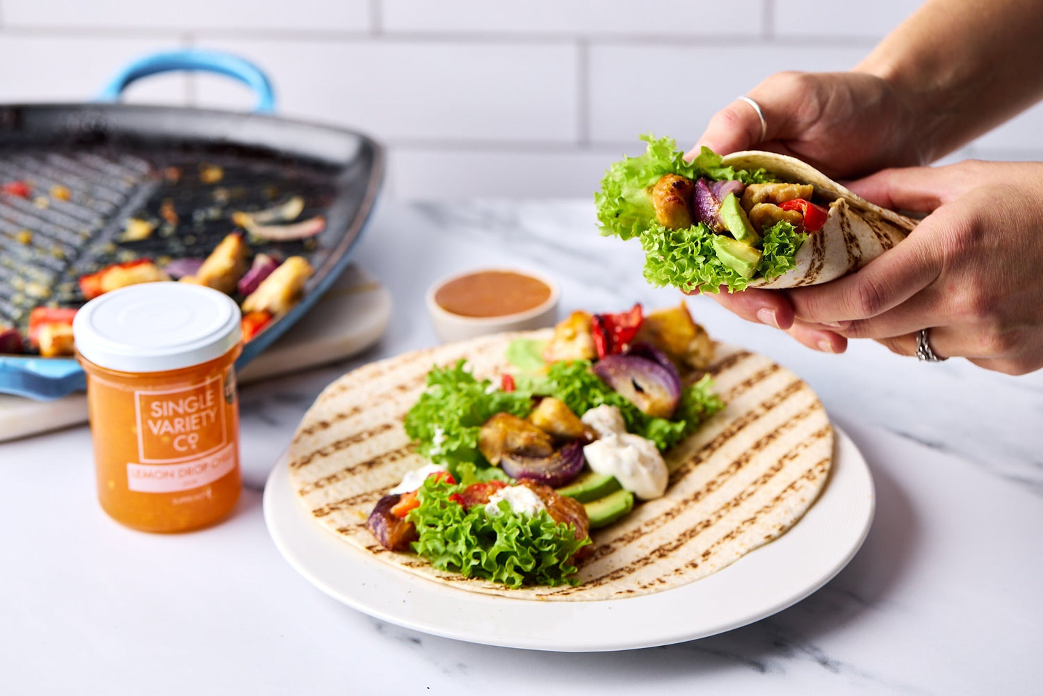 Sticky Lemon Drop Chilli Chicken Wraps