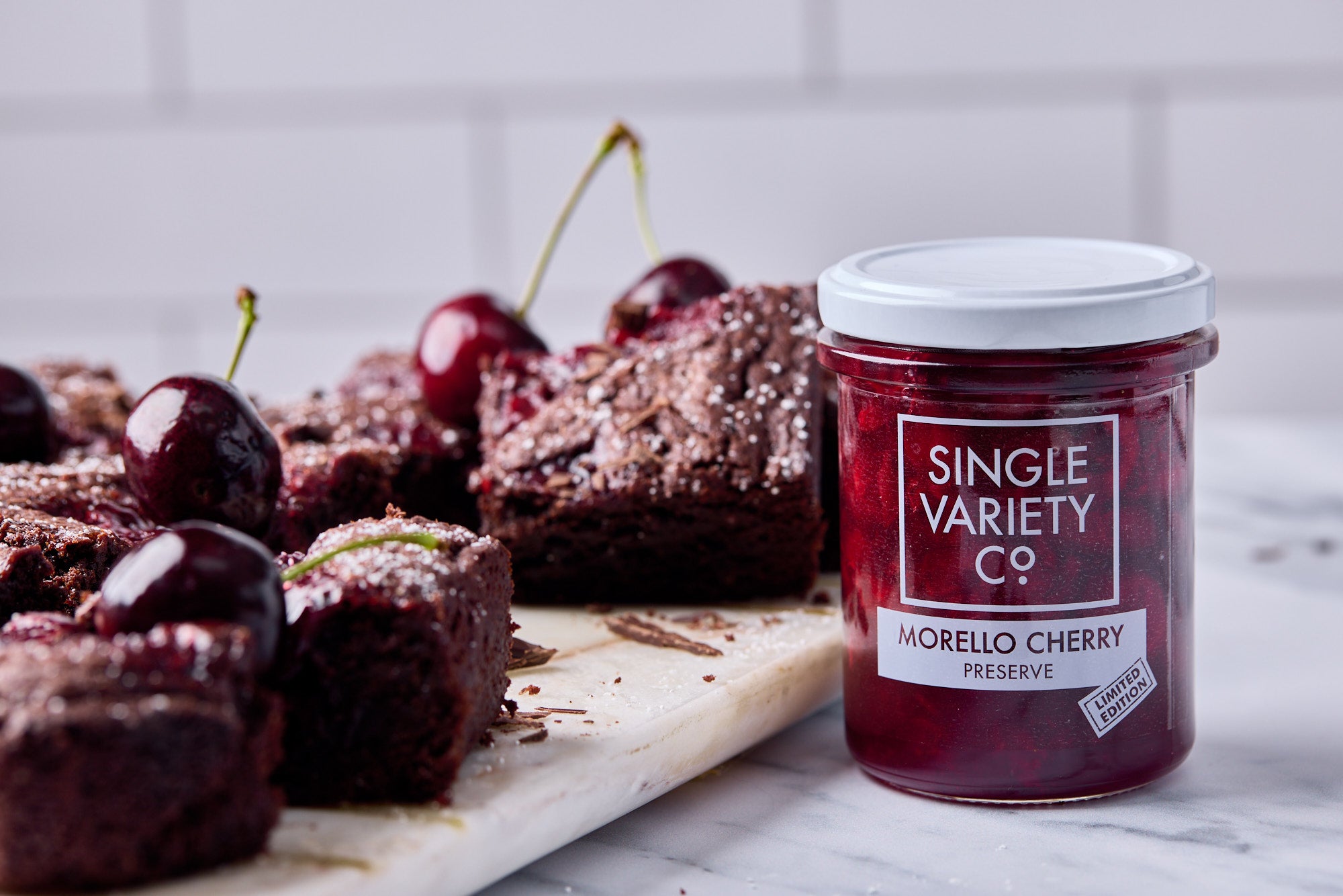 The Best Black Forest Brownies with Morello Cherry Preserve