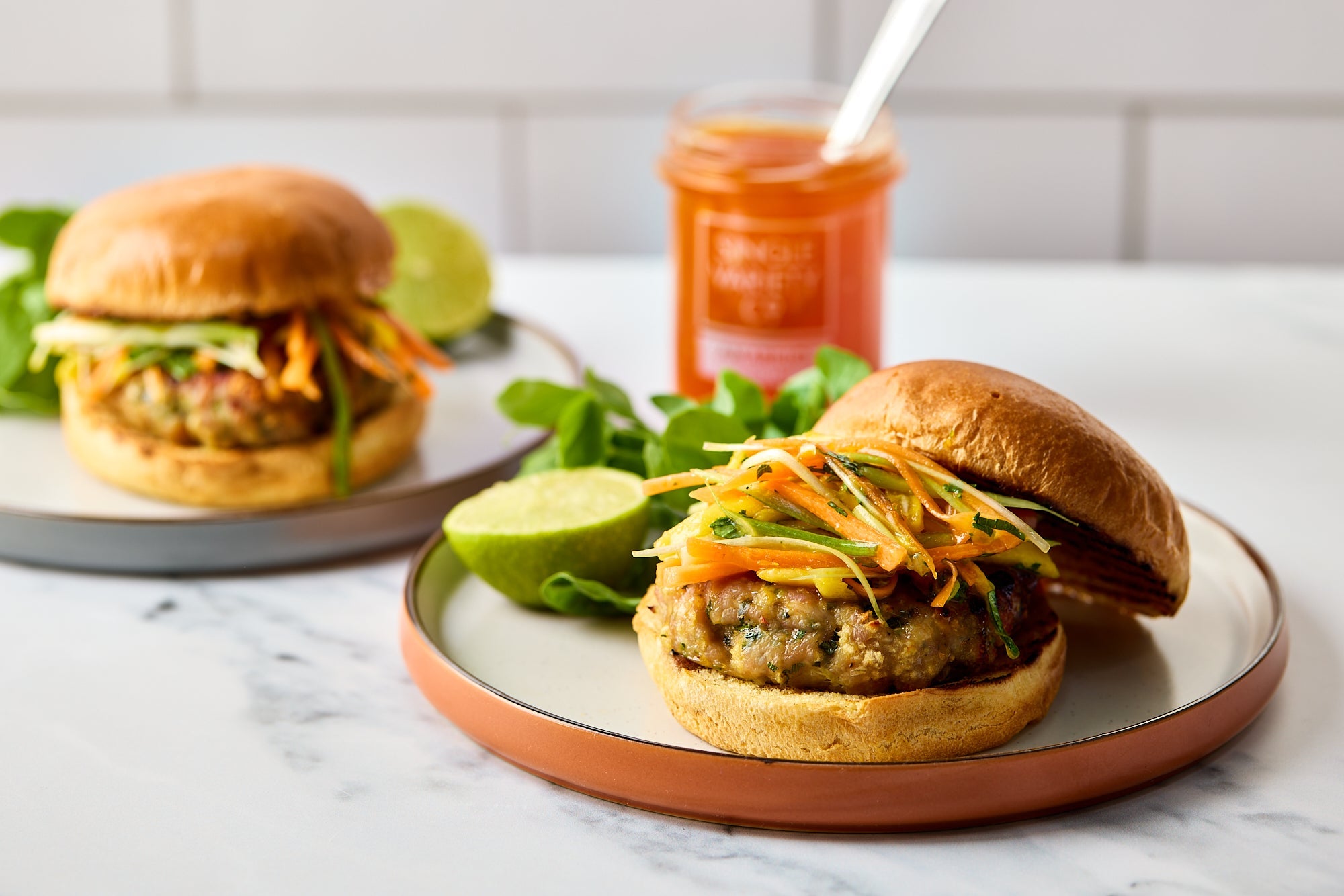 Amarillo Chilli Chicken Burgers with Spicy Mango Slaw