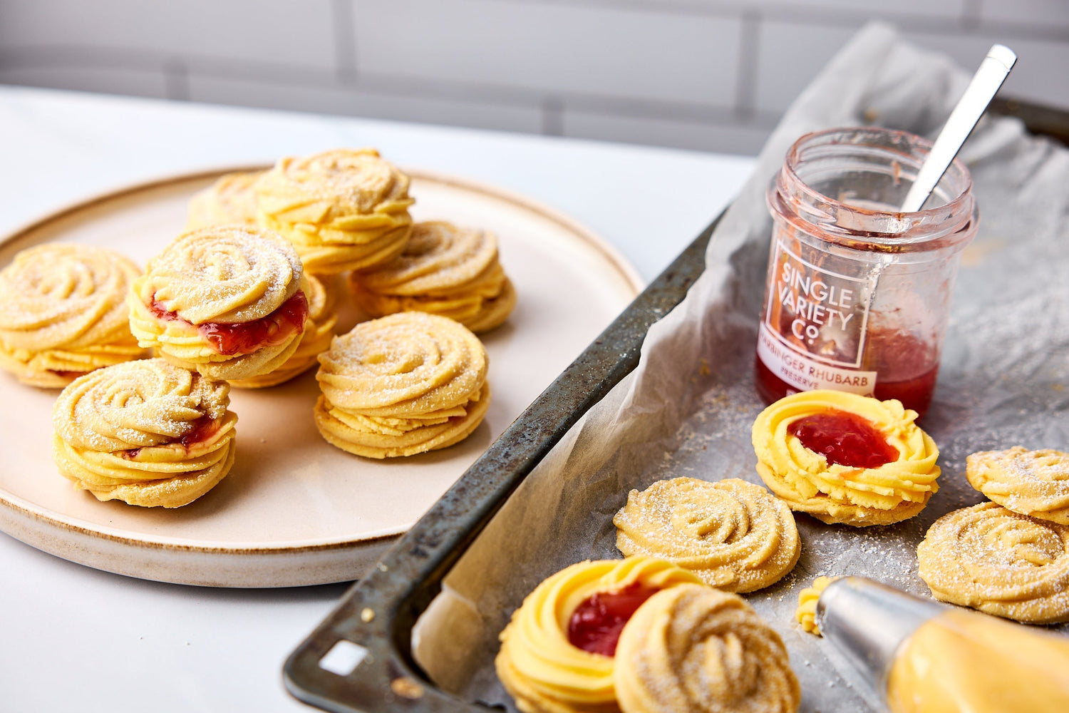 Rhubarb & Custard Viennese Swirls 