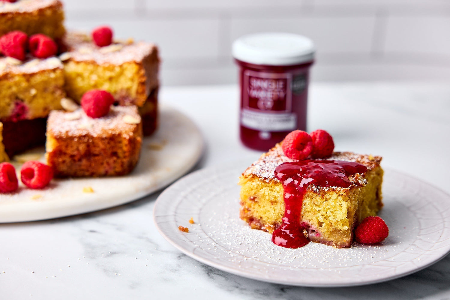 Raspberry, Almond & White Chocolate Traybake