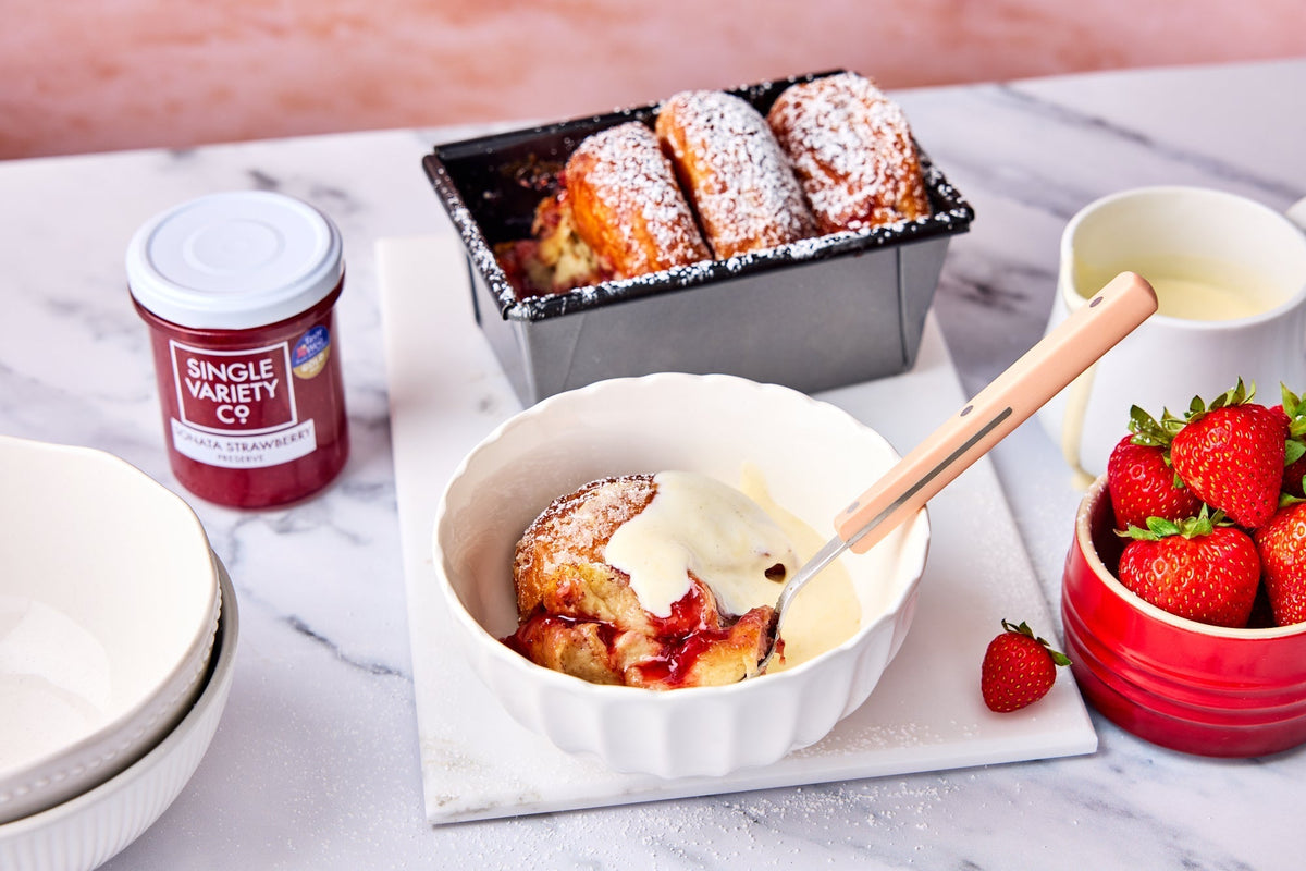 Air Fryer Strawberry Jam Doughnut Bake