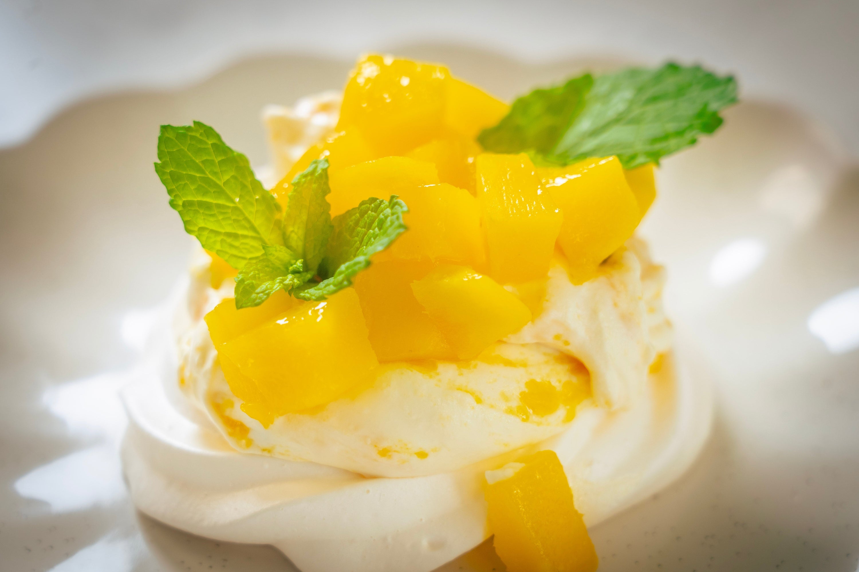 Prue Leith's Mango Pavlova with Passionfruit Preserve