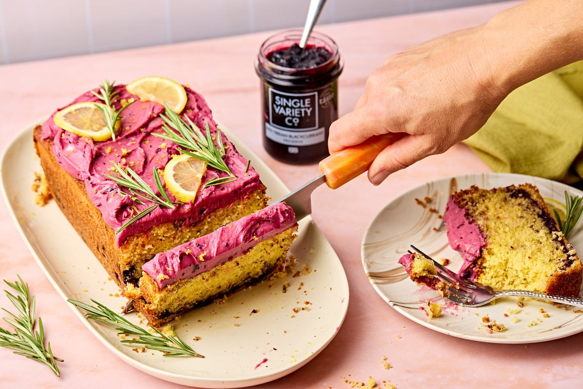 Blackcurrant Loaf Cake with Lemon, Rosemary & Very Purple Buttercream!