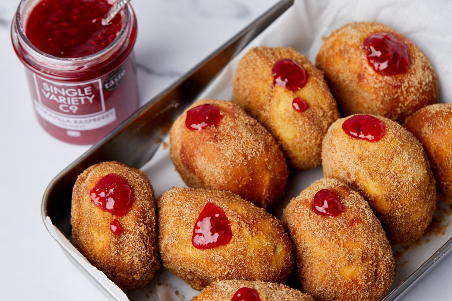 Air Fryer Raspberry Jam Doughnuts