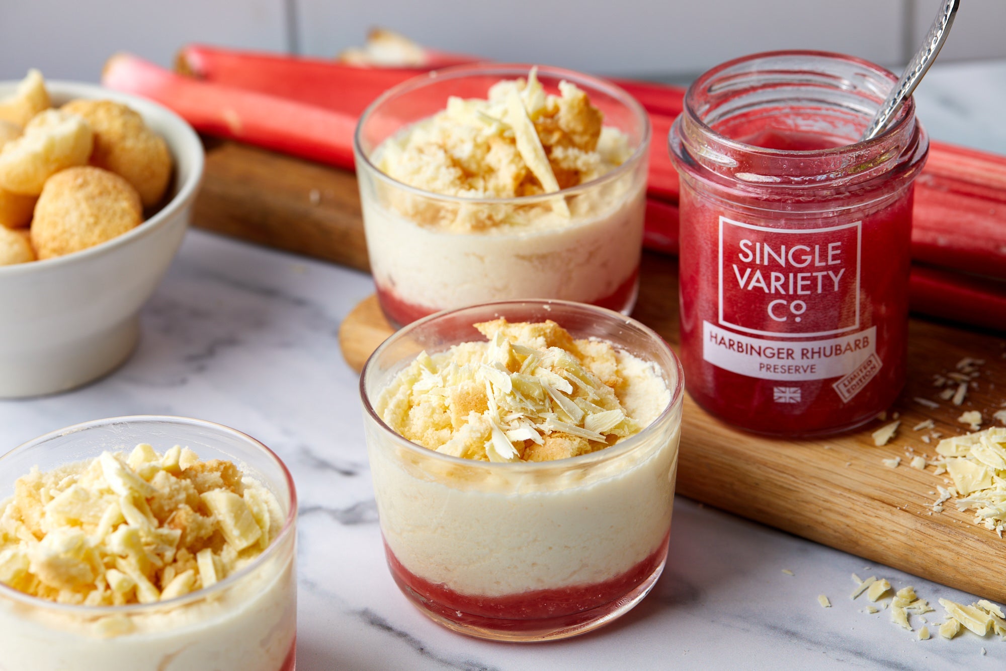 White Chocolate & Rhubarb Mousse Pots